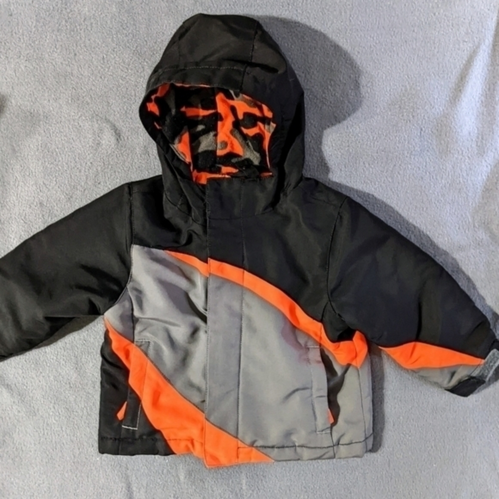 Boys sz 18 months winter coat Jacket hooded Wonder‎ kids black gray orange